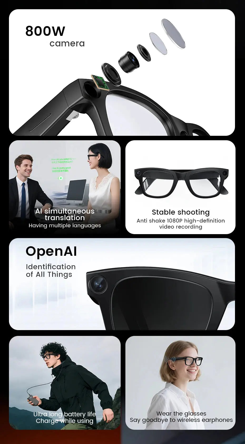 2026 Smart Glasses HD Photo Video OpenAI Record Translation Touch Photochromic Lenses Bluetooth Call Music Multifunction Glasses GreatEagleInc
