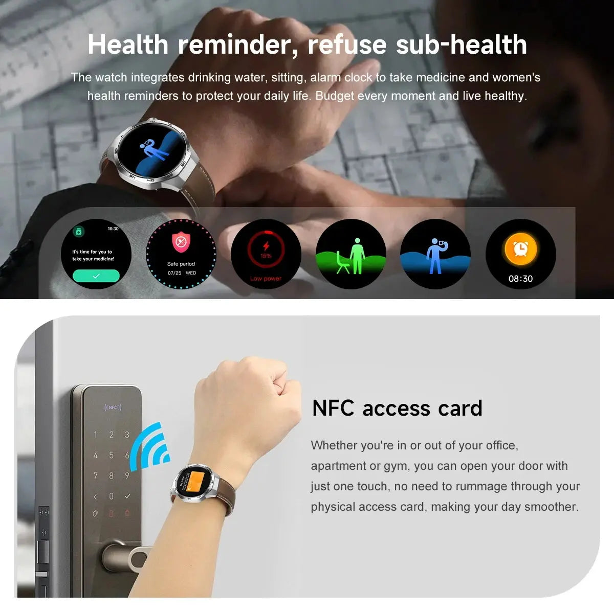 2026 new smart watch HD IPS large screen NFC GPS locator Bluetooth call life waterproof 100 + sports mode health monitoring GreatEagleInc