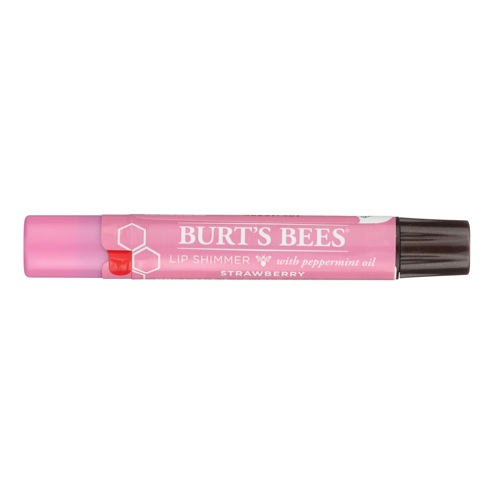 Burts Bees - Lip Shimmer - Strawberry - Case Of 4 - 0.09 Oz - GreatEagleInc