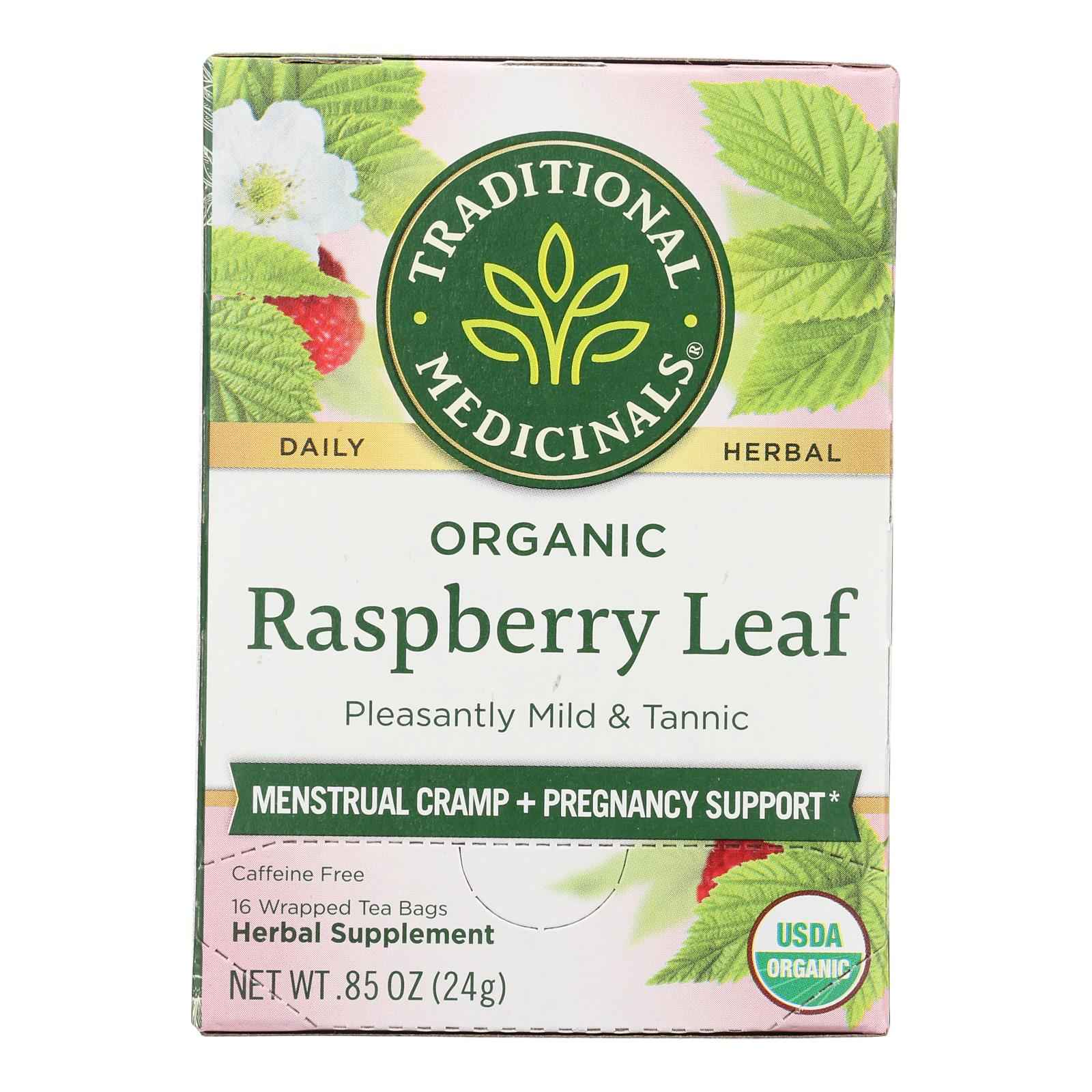 Traditional Medicinals Organic Raspberry Leaf Herbal Tea - Caffeine Free - 16 Bags
