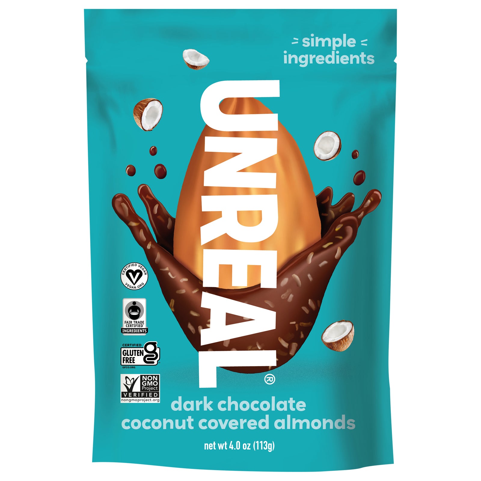 Unreal - Alm Dk Choc Cnut Covered - Cs Of 6-4 Oz Default Title