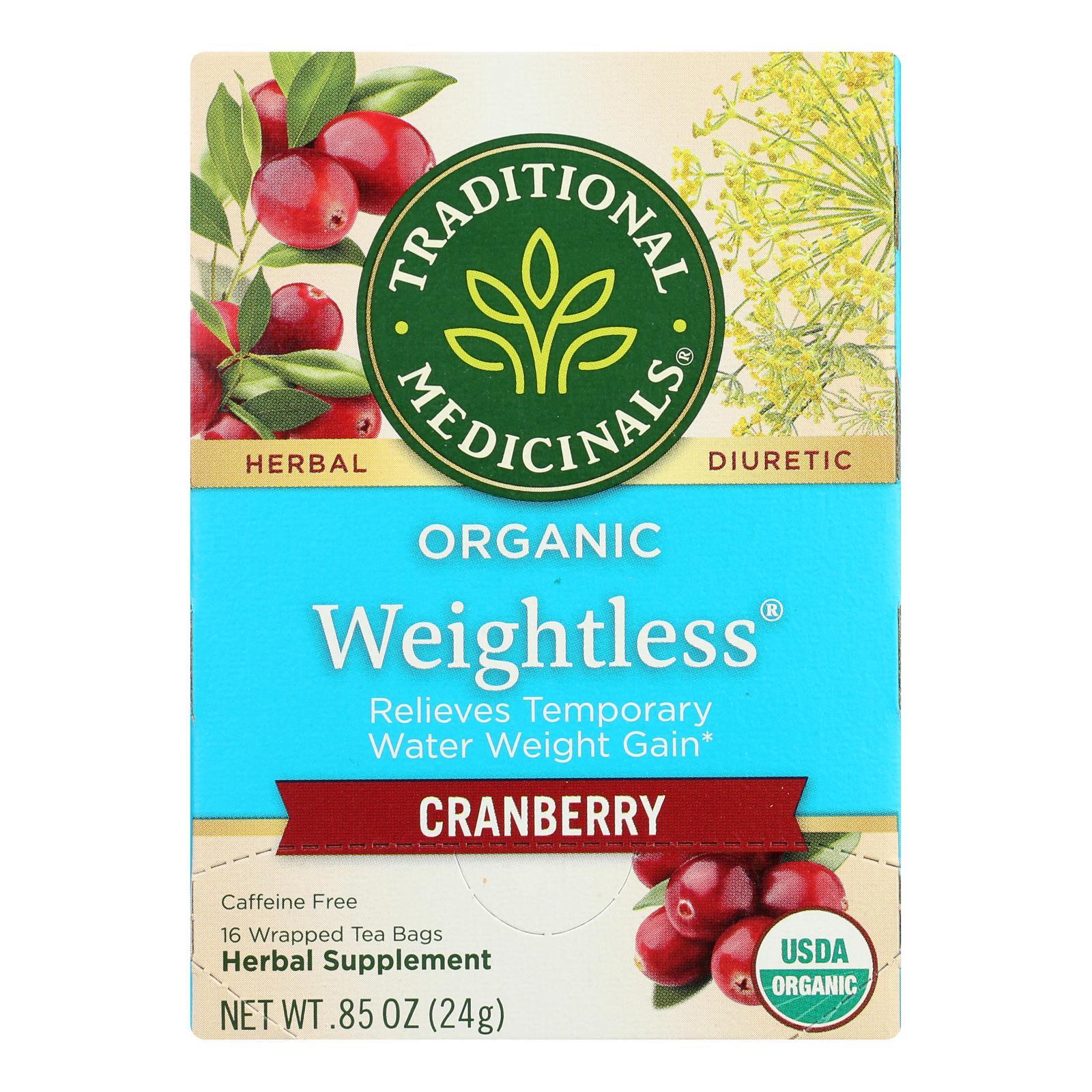 Traditional Medicinals Organic Weightless Cranberry Herbal Tea - Caffeine Free - 16 Bags - GreatEagleInc