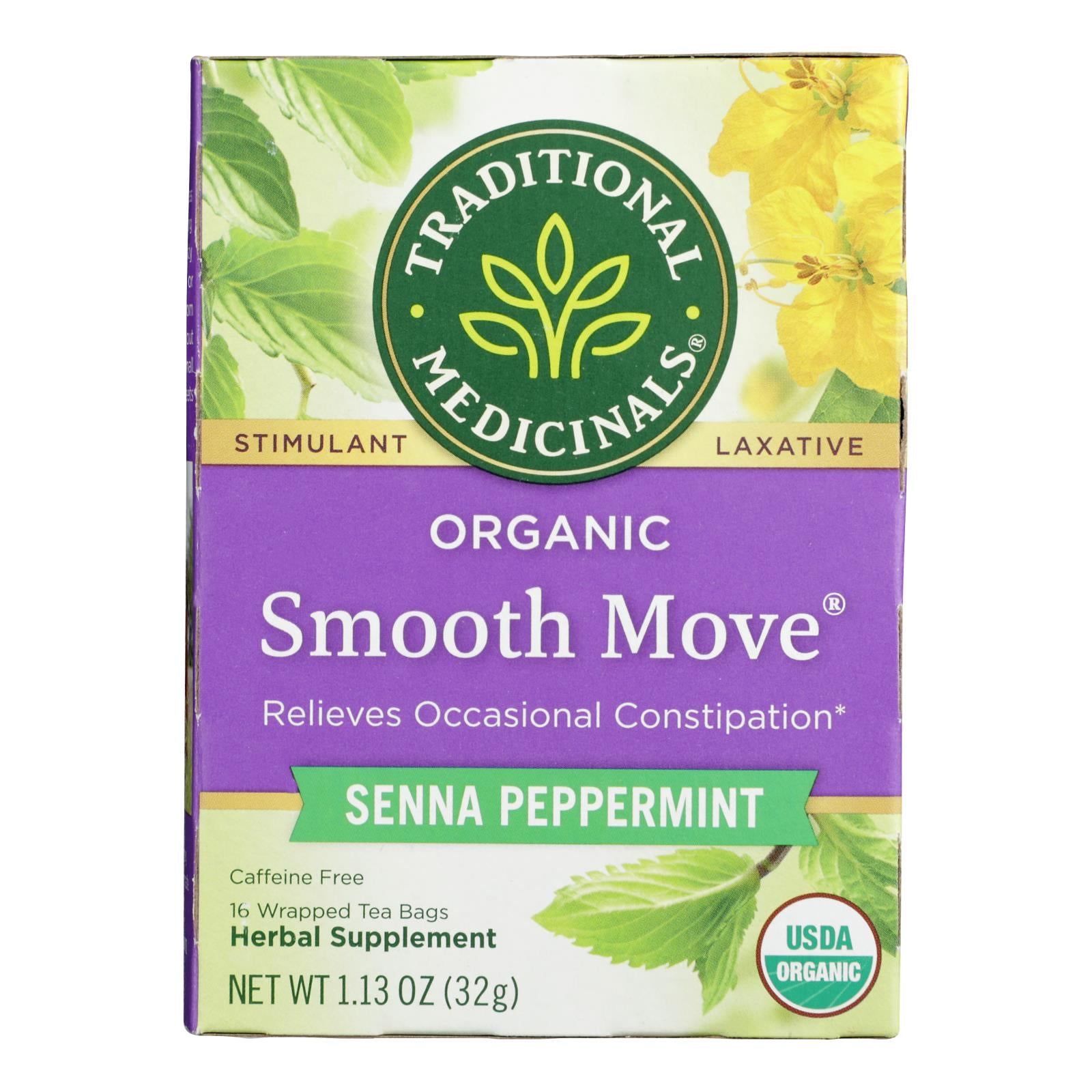 Traditional Medicinals Organic Smooth Tea - Senna Peppermint - 16 Bags - GreatEagleInc