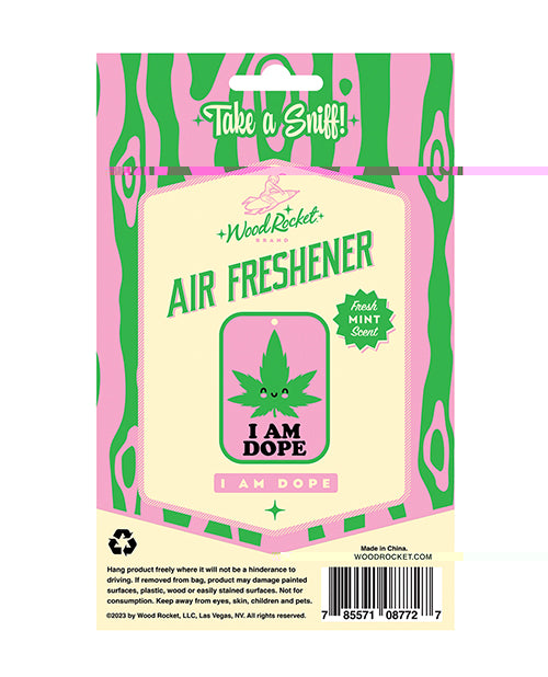 'wood Rocket I Am Dope Air Freshener - Mint - GreatEagleInc
