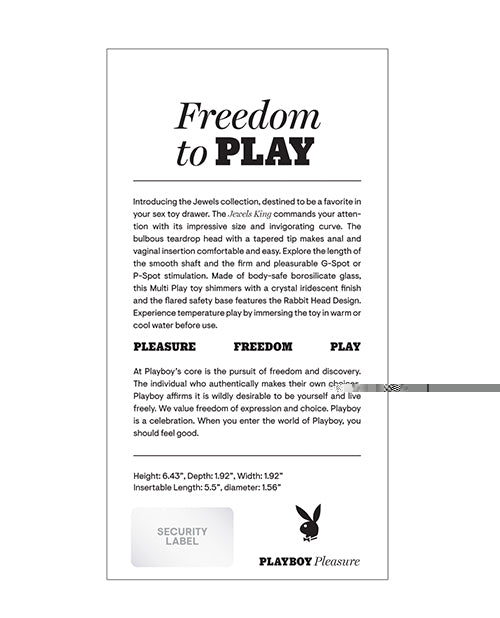 Playboy Pleasure Jewels King Dildo - Clear - GreatEagleInc