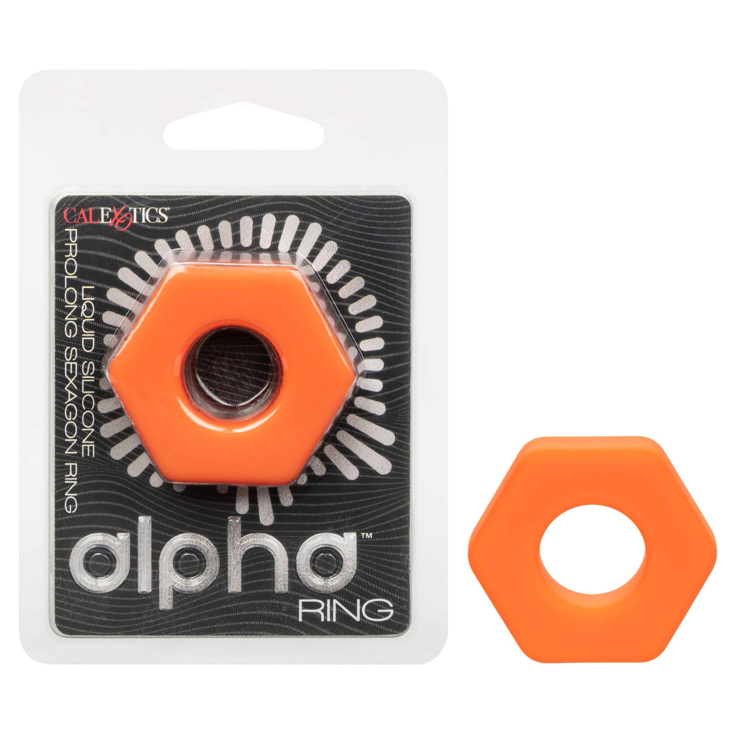 Alpha Liquid Silicone Prolong Sexagon Ring -  Orange - GreatEagleInc