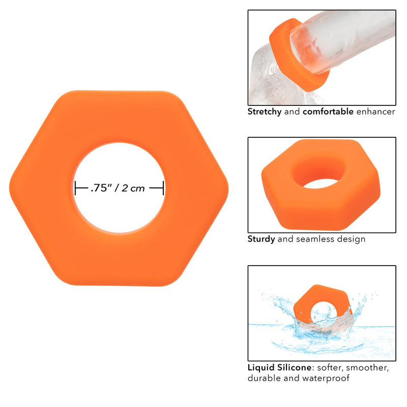Alpha Liquid Silicone Prolong Sexagon Ring -  Orange - GreatEagleInc
