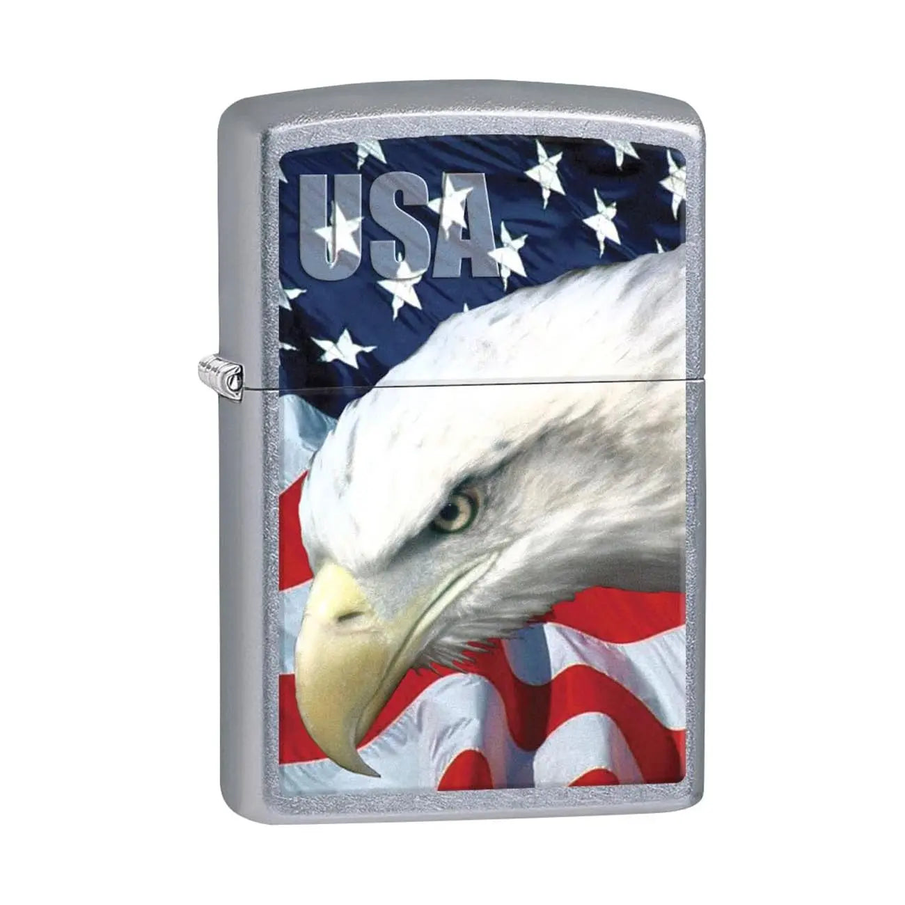 *205eagleandflag* Zippo 3021 Windproof Lighter Usa Flag And Eagle Imprinted Street Chrome Zippo