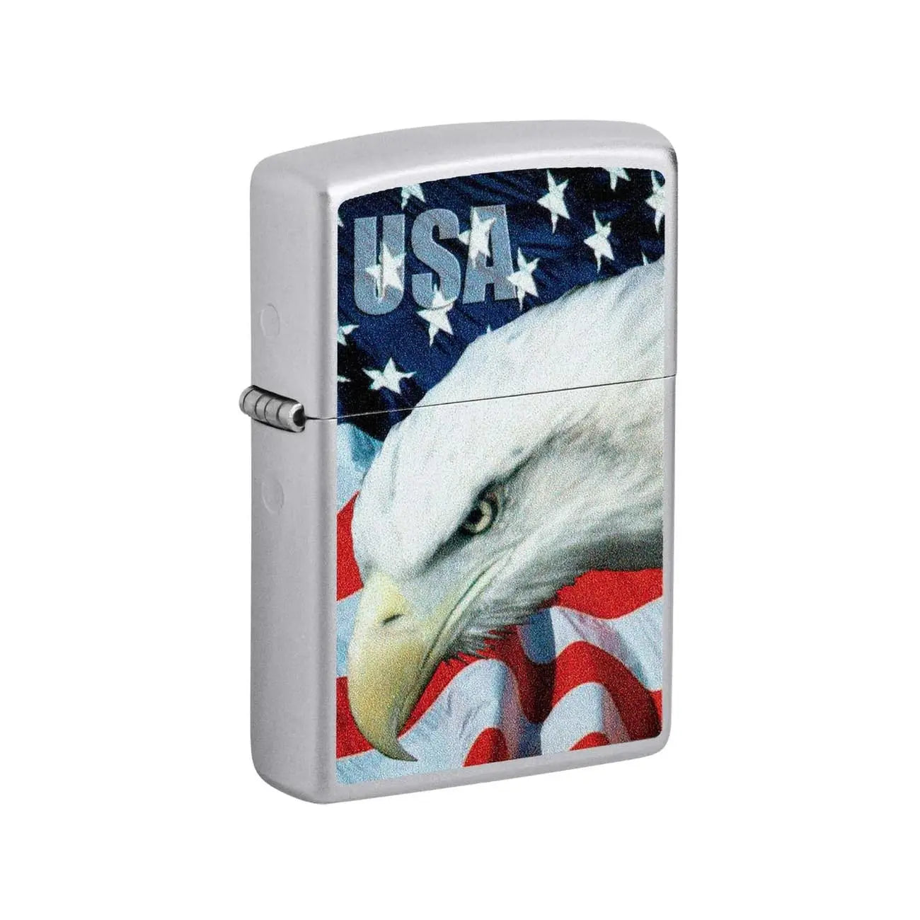 *205eagleandflag* Zippo 3021 Windproof Lighter Usa Flag And Eagle Imprinted Street Chrome Zippo