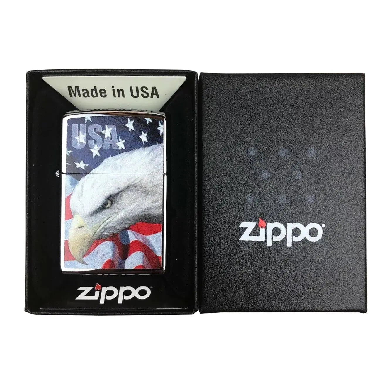 *205eagleandflag* Zippo 3021 Windproof Lighter Usa Flag And Eagle Imprinted Street Chrome Zippo