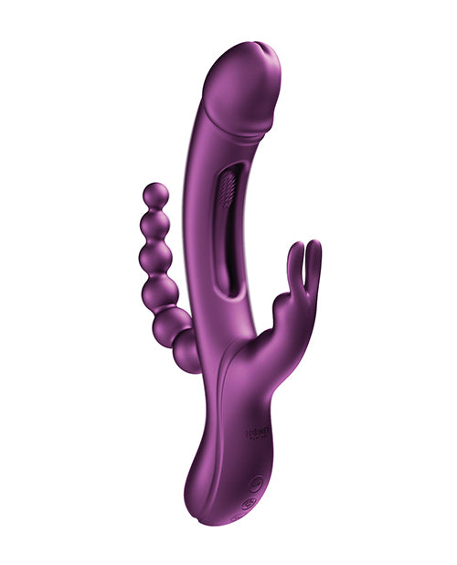 Trilux Kinky Finger Rabbit Vibrator With Anal Beads Purple