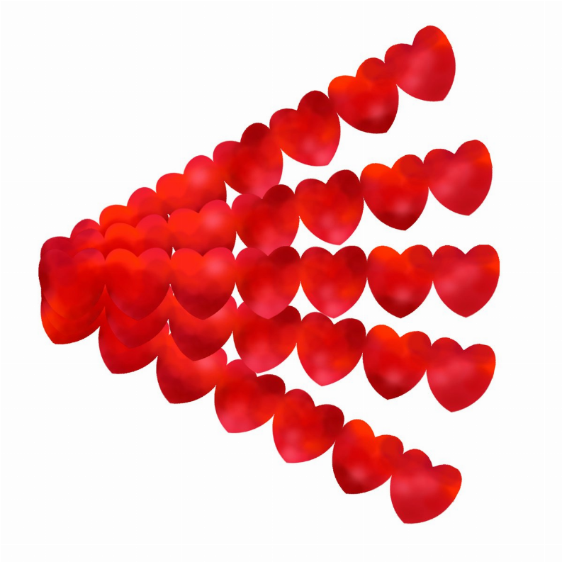Red heart-shaped glitter sticker strip with scalloped row of hearts.