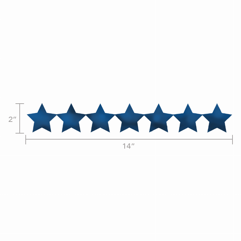 Blue glitter star sticker strip, 14 in long