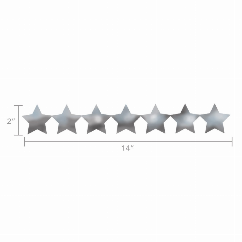 Gray glitter star sticker strip, 14" long; 2" height