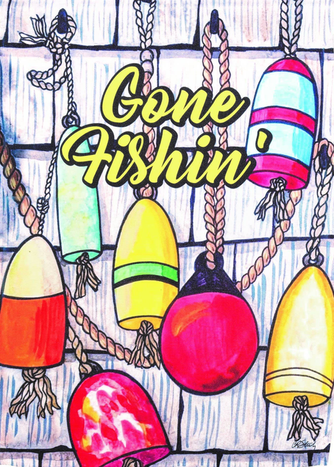 Flag Nautical Gone Fishin - 1 / 30x44 - Home Decor