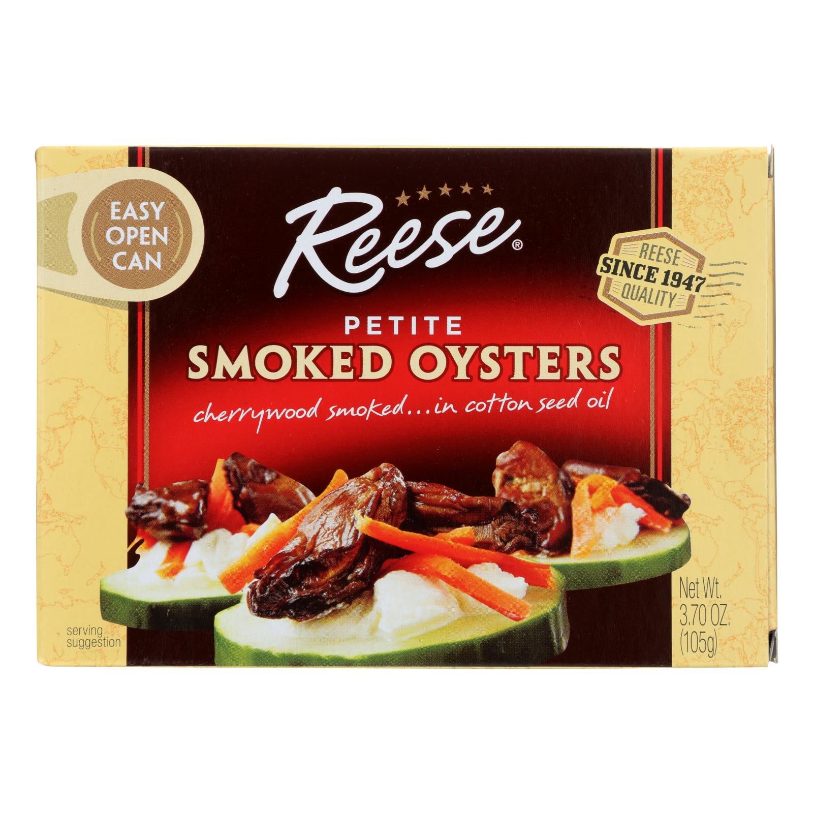 Reese Oysters - Smoked - Petite - Case Of 10 - 3.7 Oz - Eco-Friendly Home & Grocery