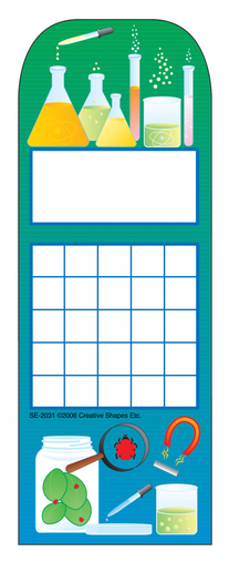 Personal incentive chart with chemistry beakers and green top, blank grid