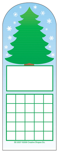Personal incentive chart with Christmas tree topper and green writing grid sections