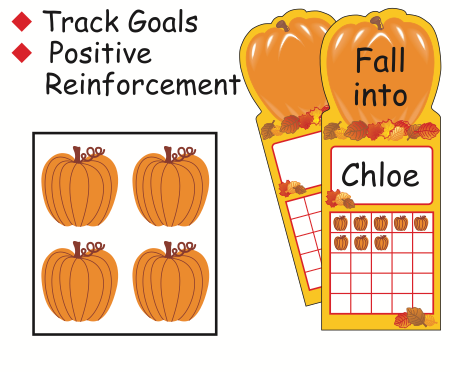 Personal incentive chart set with pumpkins and fall theme, blank grid and stickers