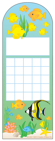 Personal incentive chart with underwater fish scene and blank checkered reward grid