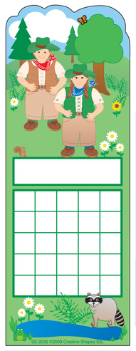 Personal incentive chart with forest and ranger topper and green writing grid sections