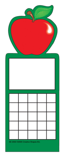Personal incentive chart with red apple top and green frame with blank grid