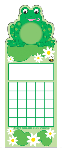 Personal incentive chart with frog illustration and flowers, with blank grid