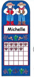 Personal incentive chart with “Michelle” at top and blank grid, cartoon children artwork