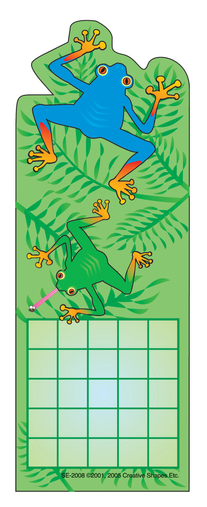 Personal incentive chart with a green frog on lily pads and blank grid for tracking