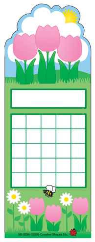 Personal incentive chart with flower scene topper and green writing grid sections