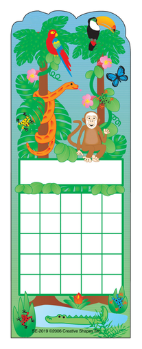 Personal incentive chart with rainforest animals and plants, with large blank grid