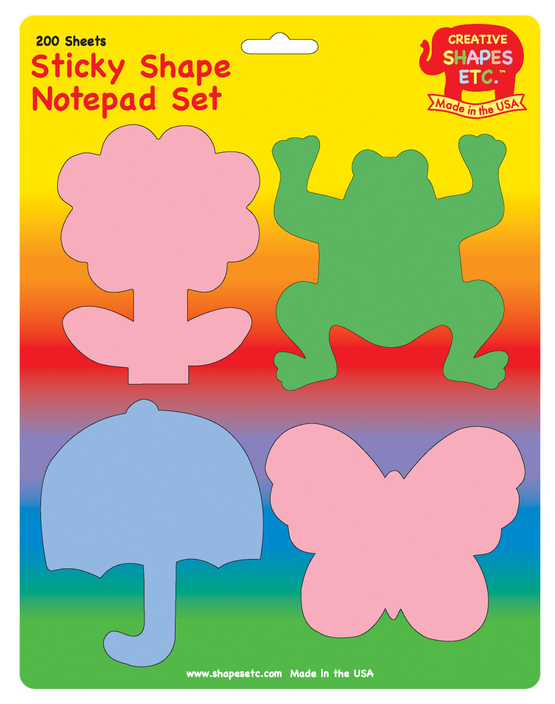 Sticky shape notepad set with multicolor animal-shaped sticky notes