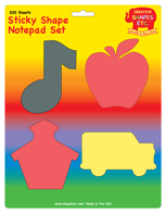 Sticky shape notepad set with music note and red heart sticky notes