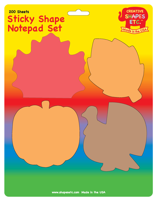 Sticky shape notepad set with red and orange character-shaped sticky notes