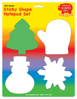 Sticky shape notepad set package with green tree, white ghost and star sticky notes