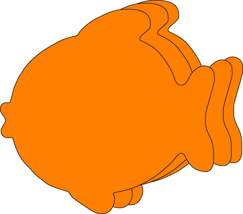 Orange fish foam cut-out, side view with tail fin