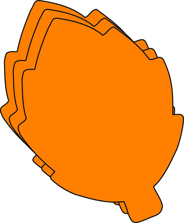 Large orange pumpkin foam cut-out angled view with ridged outlines