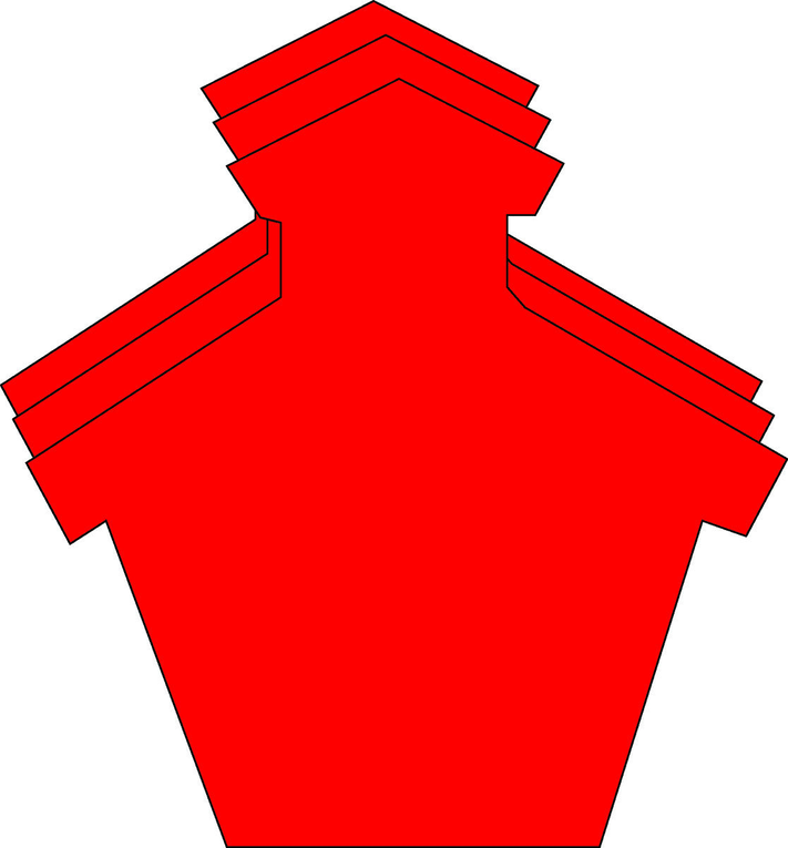 Large red house foam cut-out with layered roof details