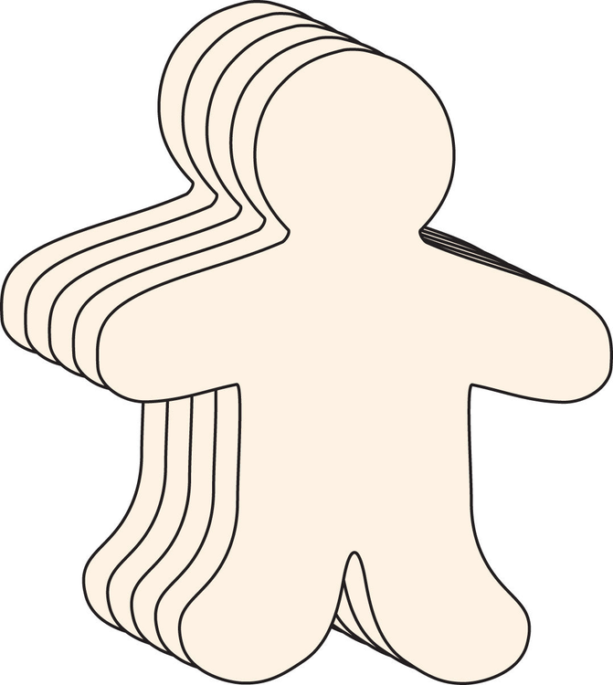 Beige person silhouette foam cut-out with layered wavy hair