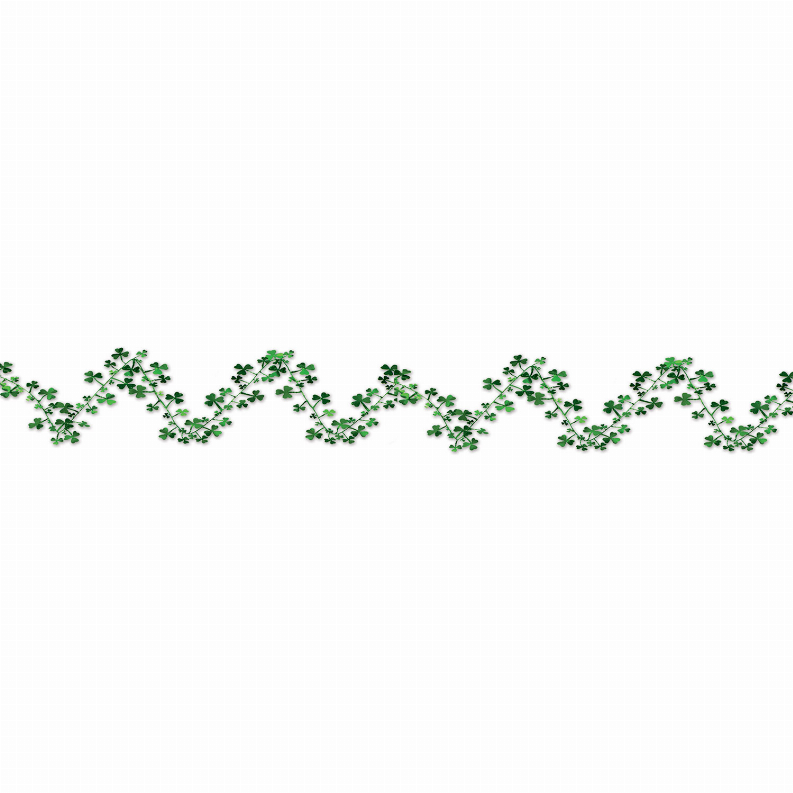 Green shamrock barbed wire garland with small clover decorations