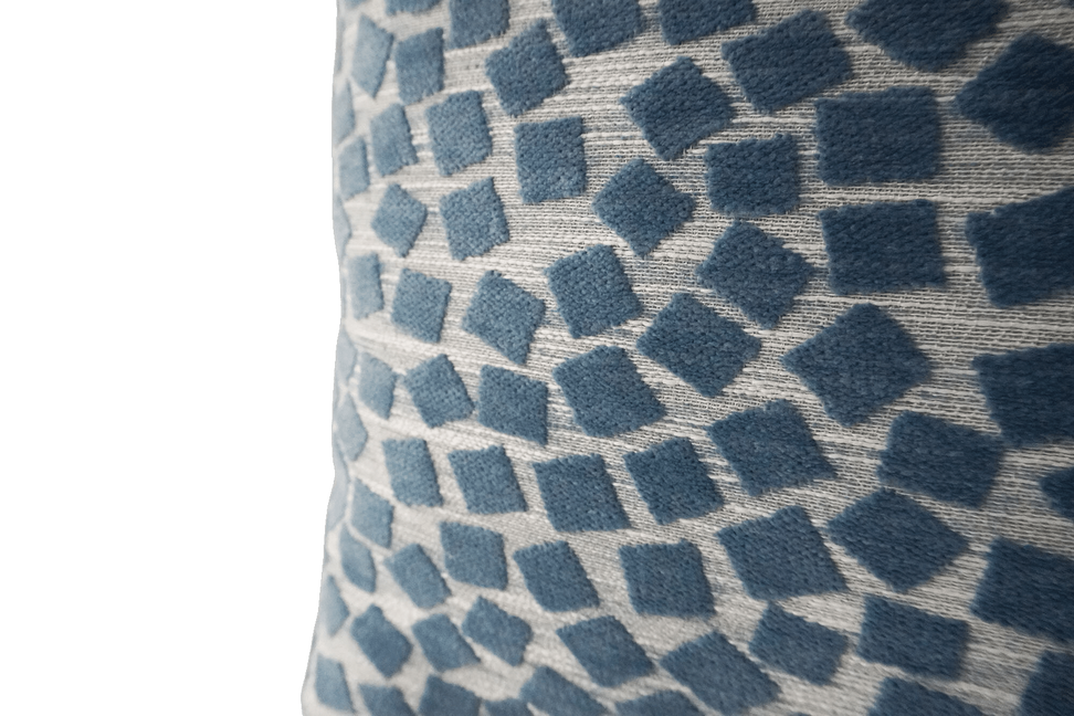 Light blue and cream square geometric pattern throw pillow fabric