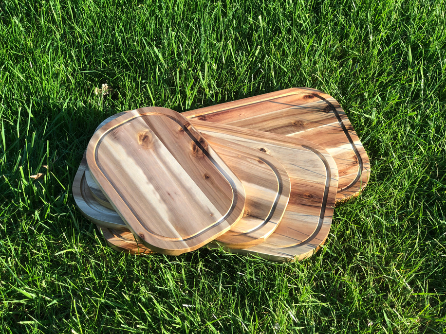 Acacia Serving Rounded cutting Board - Wood / Set of 3 / 12" X 8" - Kitchen