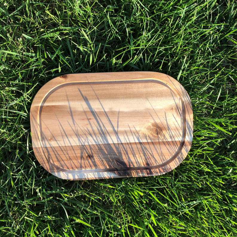 Acacia Serving Rounded cutting Board - Wood / Set of 3 / 12" X 8" - Kitchen