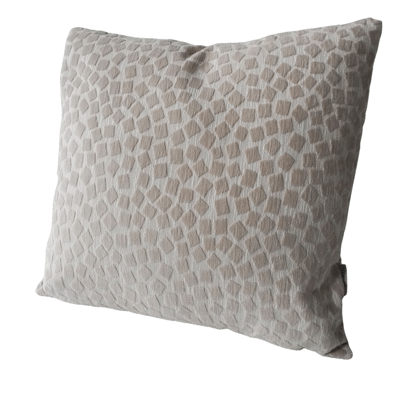 Textured throw pillow with light gray and white mosaic pattern