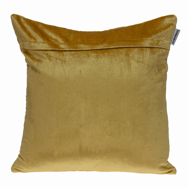 Yellow quilted throw pillow with smooth panel back and subtle seam lines