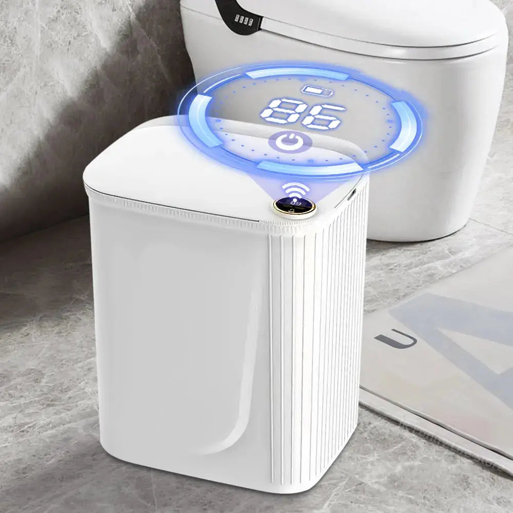 20L Smart Sensor Trash Can With Display Type-C Recharging Automatic Wastebin For Bathroom Kitchen Toilet Wastebasket Smart home GreatEagleInc