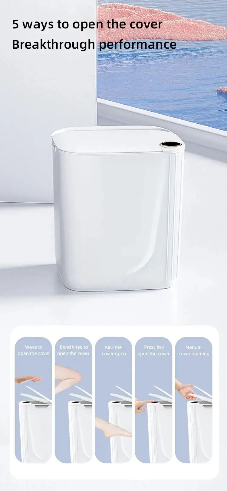 20L Smart Sensor Trash Can With Display Type-C Recharging Automatic Wastebin For Bathroom Kitchen Toilet Wastebasket Smart home GreatEagleInc