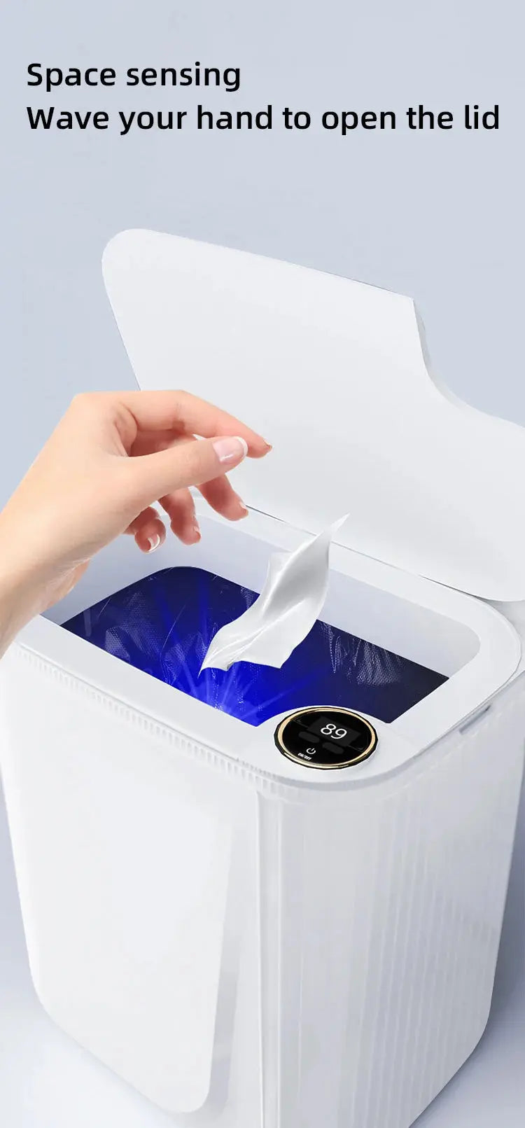 20L Smart Sensor Trash Can With Display Type-C Recharging Automatic Wastebin For Bathroom Kitchen Toilet Wastebasket Smart home GreatEagleInc