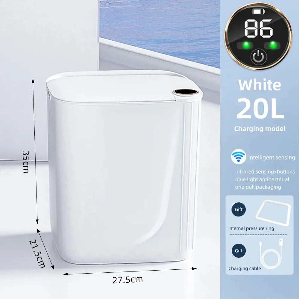 20L Smart Sensor Trash Can With Display Type-C Recharging Automatic Wastebin For Bathroom Kitchen Toilet Wastebasket Smart home GreatEagleInc