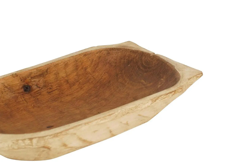 20" Antiqued White Solid Wood Dough Bowl With Handles Homeroots Kitchen & Dining